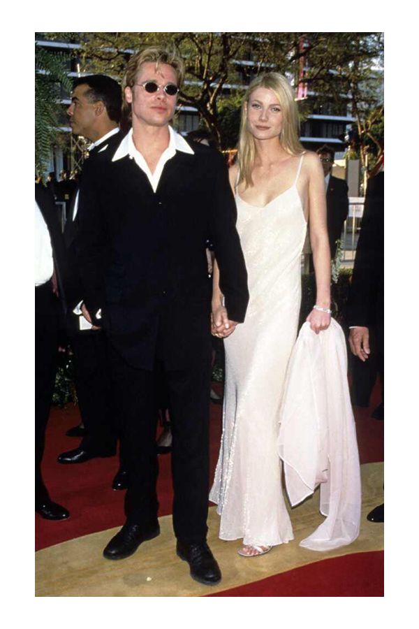 Gwyneth Paltrow White Spaghetti Straps Slip Celebrity Prom Party Dress Oscars 1996
