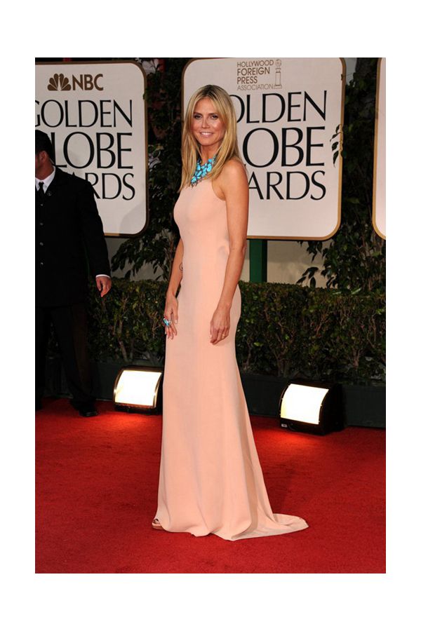 Heidi Klum Nude Backless Celebrity Formal Evening Dress Golden Globes 2012