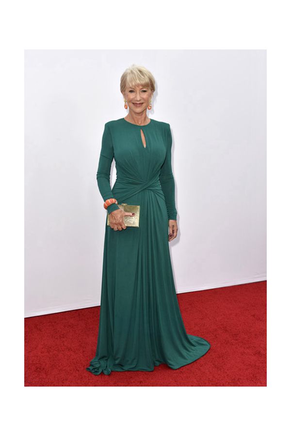 Helen Mirren Teal Green Long-sleeve Celebrity Formal Dress "Red 2" Premiere