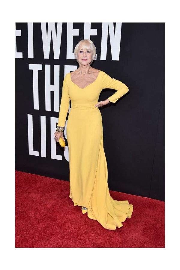 Helen Mirren Yellow Long-Sleeve Formal Dress “The Good Liar” Premiere