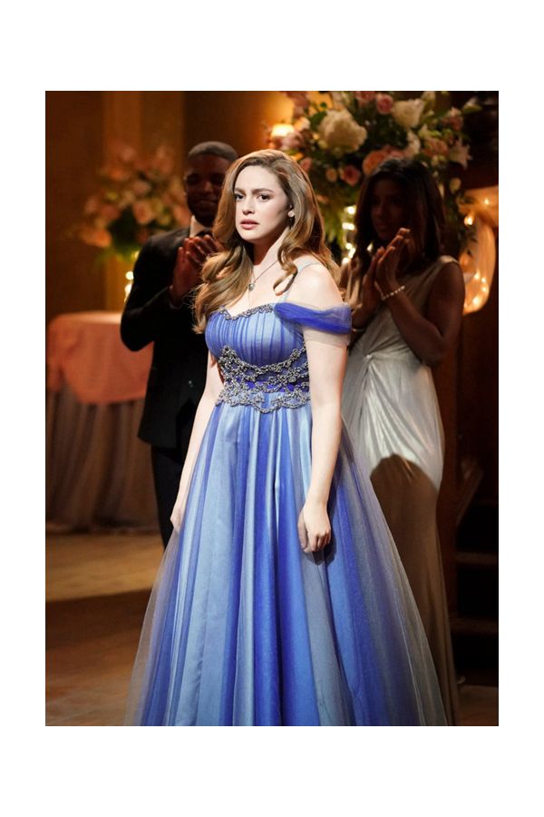 Danielle Rose Russell Hope Mikaelson Caroline Blue Dress in TV Show "Legacies"