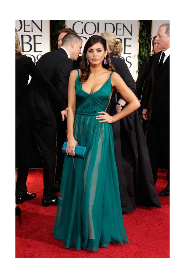 Jenna Dewan Green Chiffon Formal Prom Celebrity Dress Golden Globes 2012