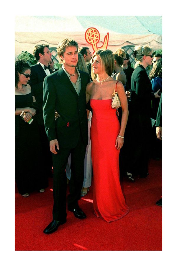 Jennifer Aniston Red Strapless Formal Evening Celebrity Dress Emmys 2000