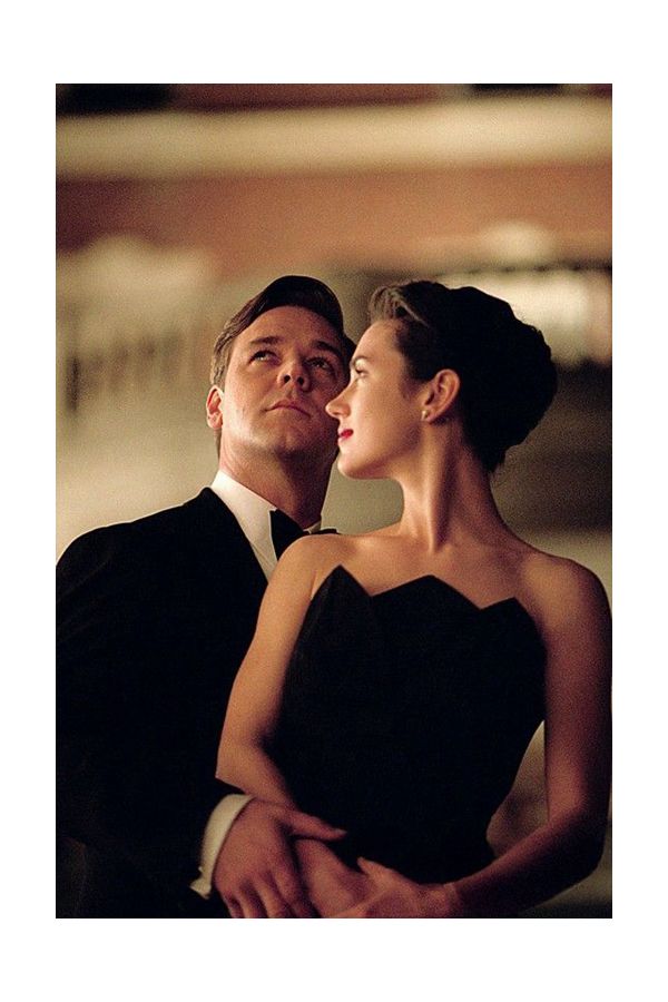 Jennifer Connelly Black Strapless Celebrity Evening Dress in Movie "A Beautiful Mind"