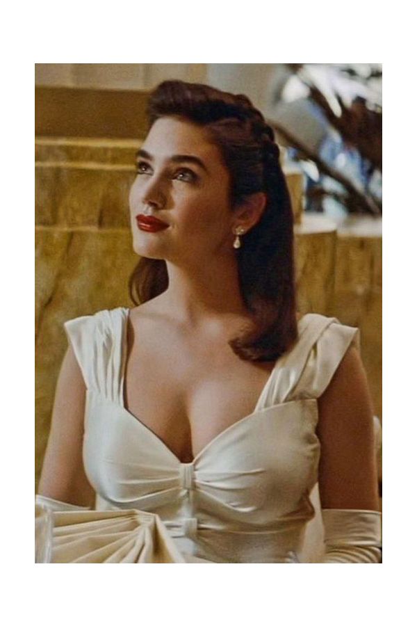 Jennifer Connelly White Satin Celebrity Evening Dress in Movie "The Rocketeer"