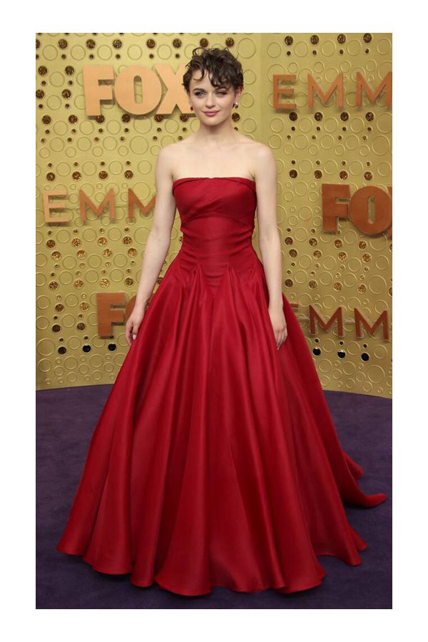 Joey King Red Strapless Ball Gown Prom Celebrity Dress Emmys 2019
