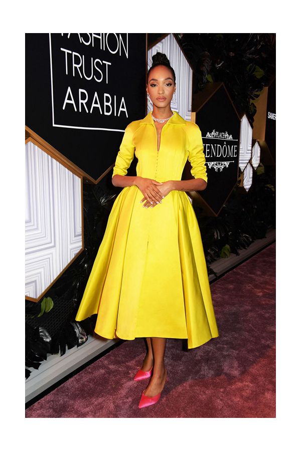 Luminous Grace – Yellow Satin Button-down A-line Dress