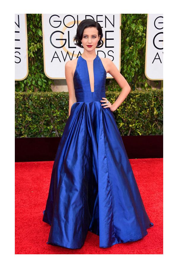 Julia Goldani Royal Blue Long Formal Prom Celebrity Dress Golden Globes 2015