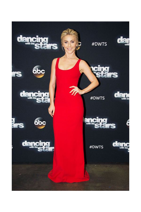 Julianne Hough Red Scoop Neck Formal Prom Celebrity Dress Dancing with the Stars