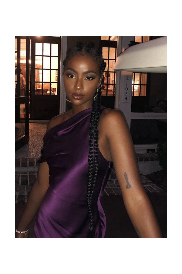 Justine Skye Inspired Purple Satin One-shoulder Celebrity Evening Prom Dress