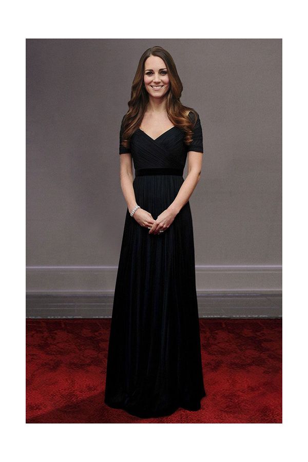Kate Middleton Navy Blue Off-the-shoulder Tulle Formal Evening Celebrity Dress