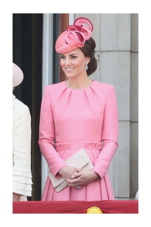Kate Middleton Inspired Pink Long-sleeve Cocktail Party Celebrity Dress