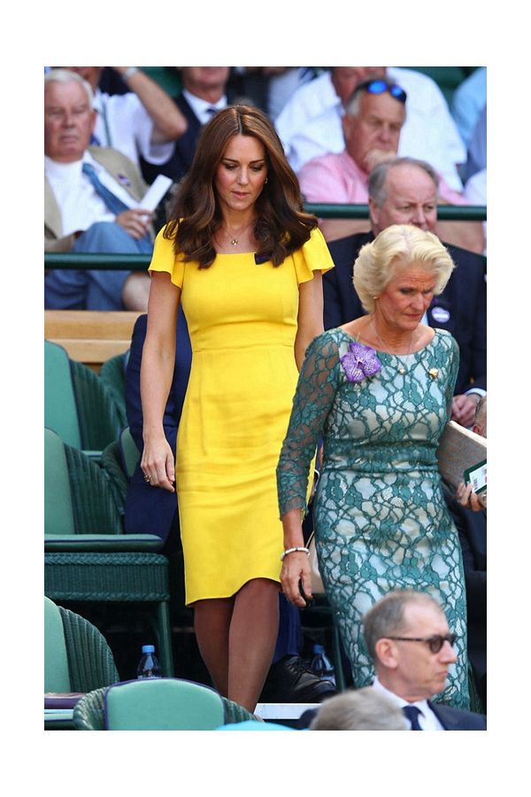 Sunlit Grace – Kate Middleton Yellow Flutter-Sleeve Midi Sheath Dress