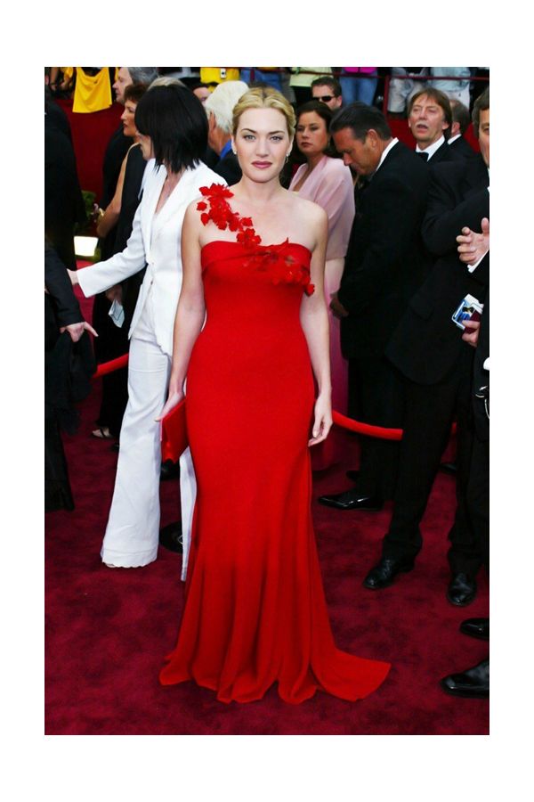 Crimson Bloom – Oscars 2002–Inspired Red Floral One-Shoulder Mermaid Gown