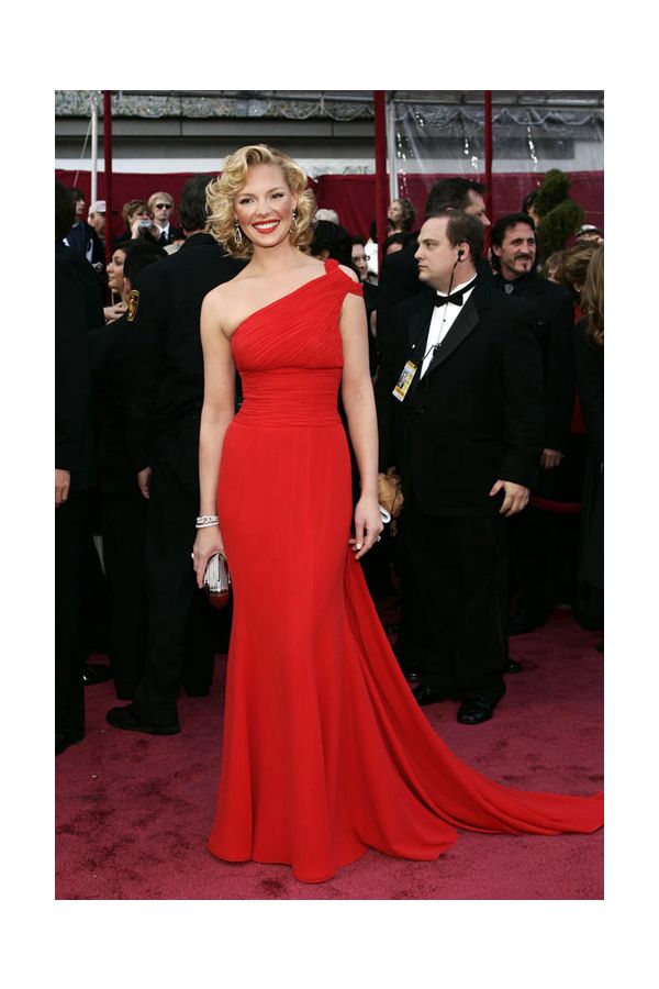 Katherine Heigl Red One-shoulder Mermaid Celebrity Evening Prom Dress Oscars 2008