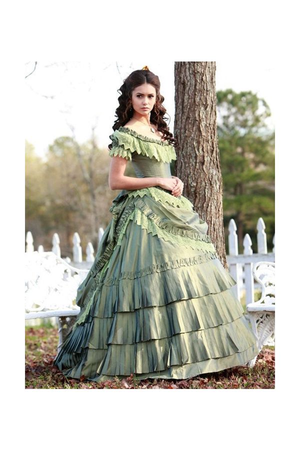 Katherine Pierce 1864 Green Ball Gown Dress Vampire Diaries