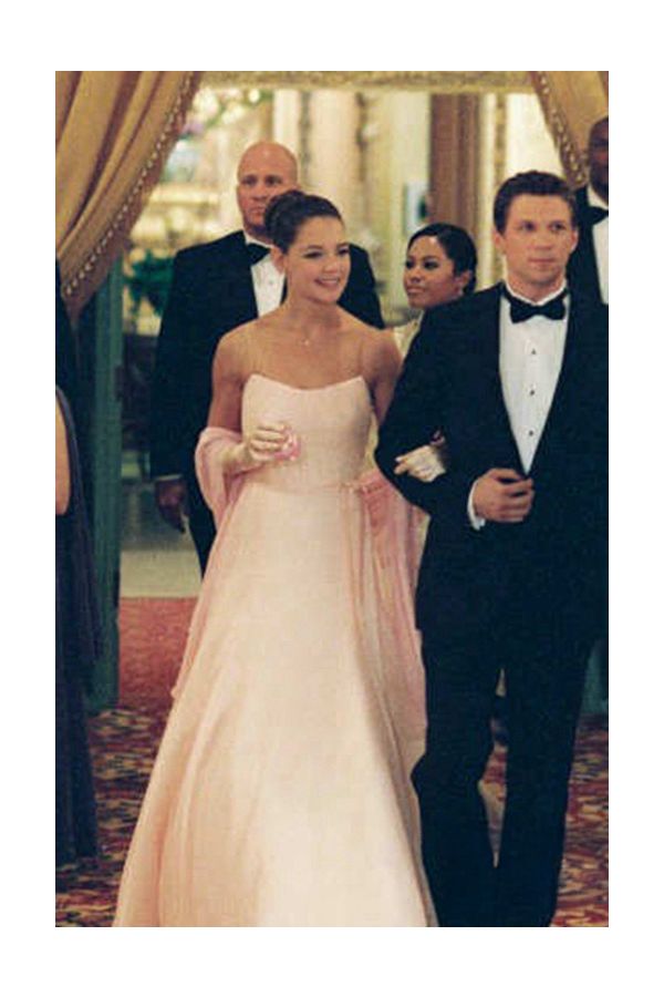 Katie Holmes Inspired Pink Spaghetti Straps Celebrity Prom Dress in Movie "First Daughter"