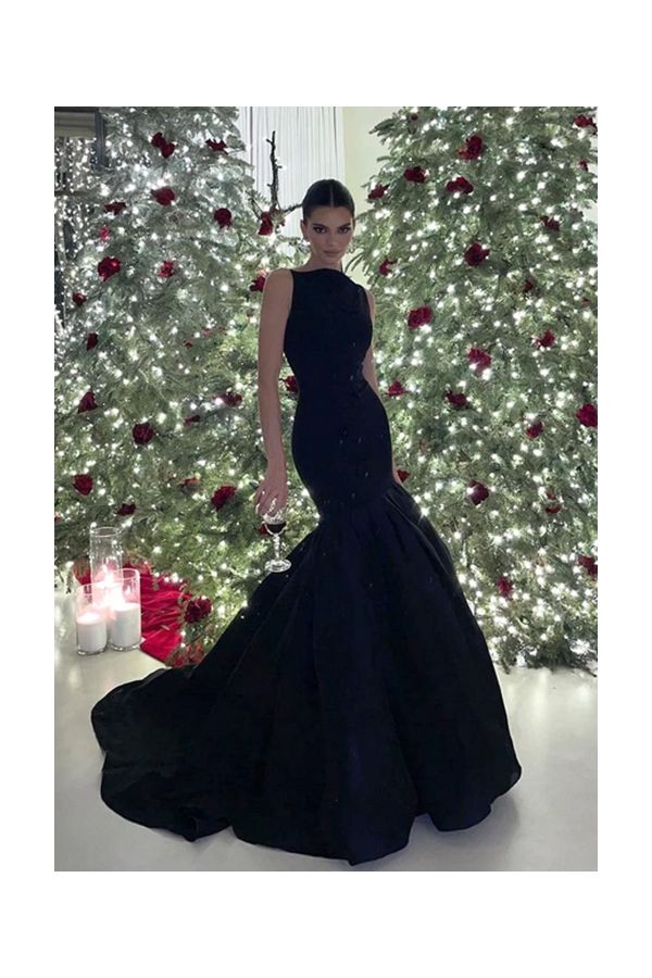 Kendall Jenner Inspired Black Celebrity Evening Prom Dress Christmas Party