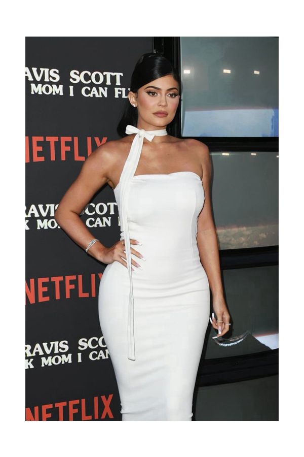 Kylie Jenner White Cut-Out Celebrity Dress Look Mom I Can Fly Premiere