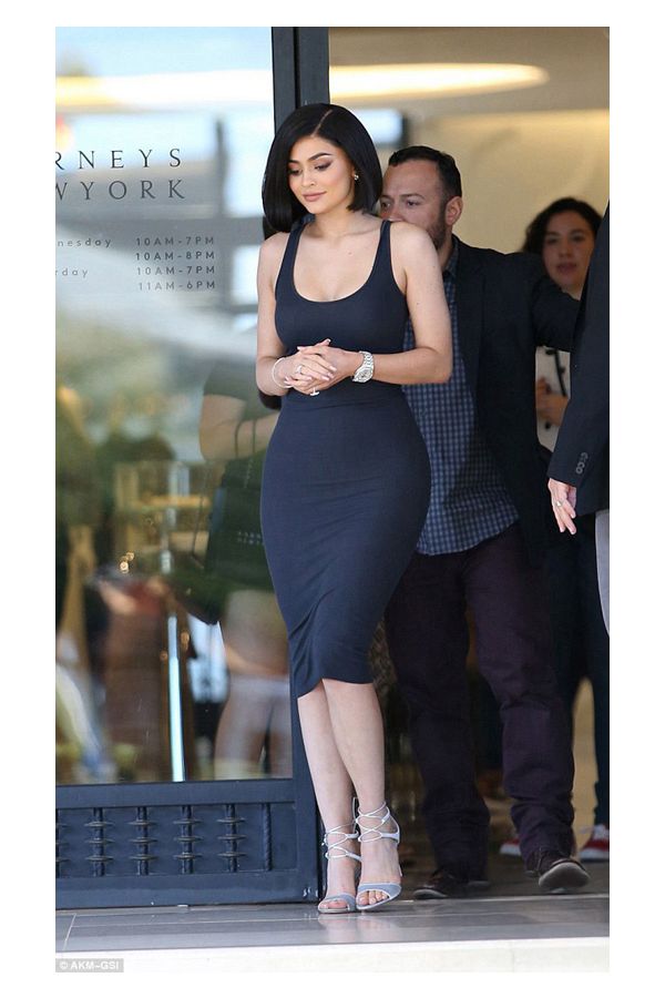 Kylie Jenner Dark Navy Blue Midi Tank Dress