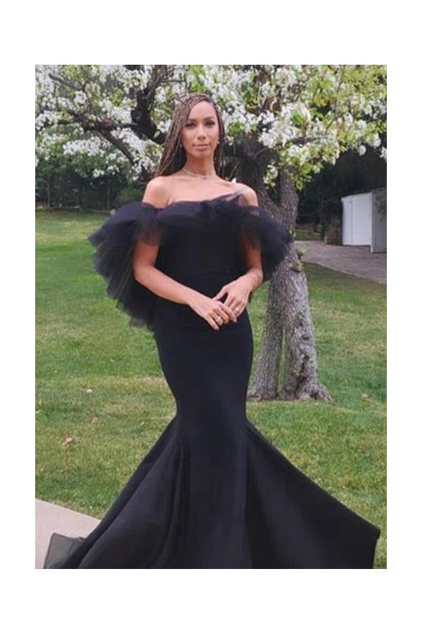 Leona Lewis Black Ruffled Off-the-shoulder Mermaid Formal Evening Dress Oscars 2020