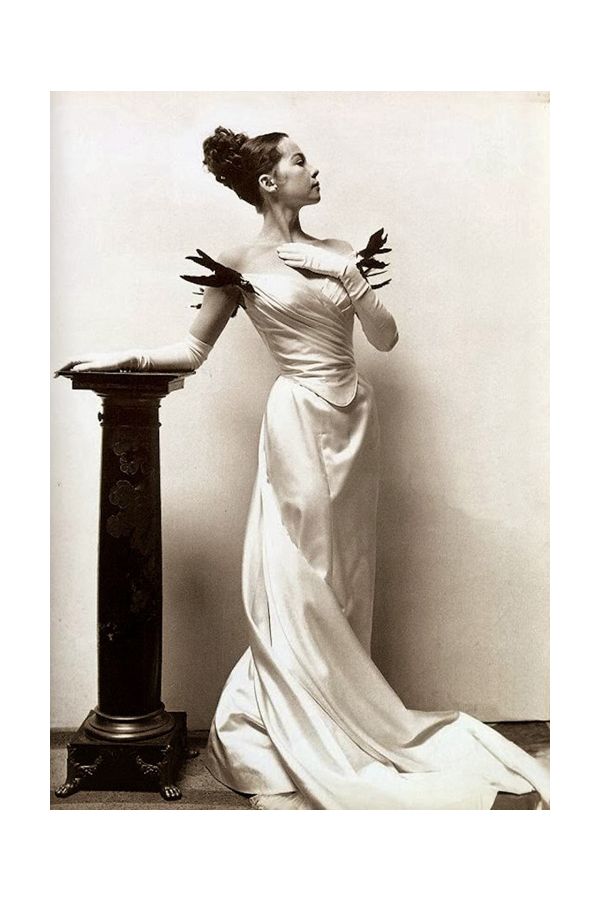 Leslie Caron White Off-the-shoulder Satin Celebrity Evening Dress in 1950s Movie "Gigi"