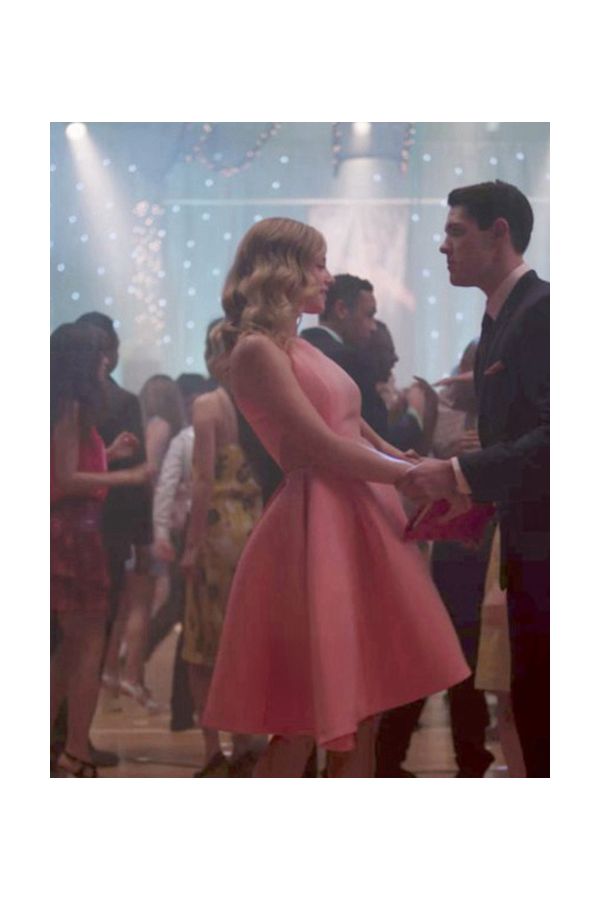 Lili Reinhart Pink Satin A-Line Prom Dance Dress Riverdale