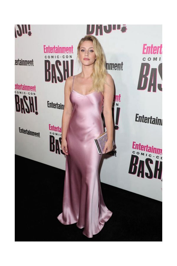 Lili Reinhart Pink Satin Slip Dress Entertainment Weekly Comic-Con Bash