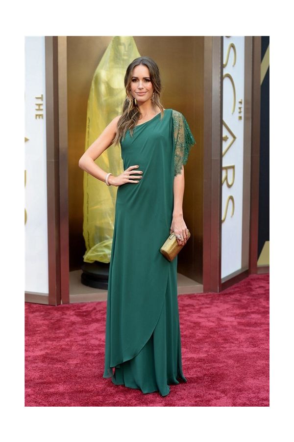 Louise Roe Green One-shoulder Formal Prom Celebrity Dress Oscars 2014