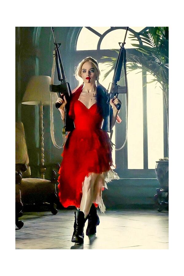 fitted lace wedding dress The Suicide Squad Harley Quinn Red Dress Cosplay Costume,Female / XL