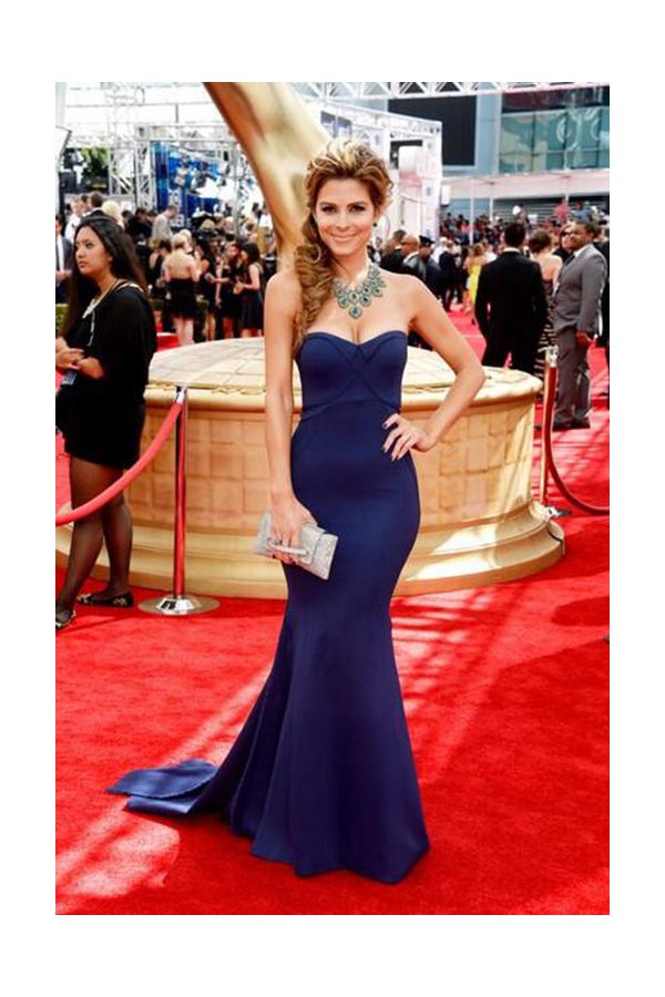 Maria Menounos Navy Blue Strapless Mermaid Formal Dress Emmys 2013