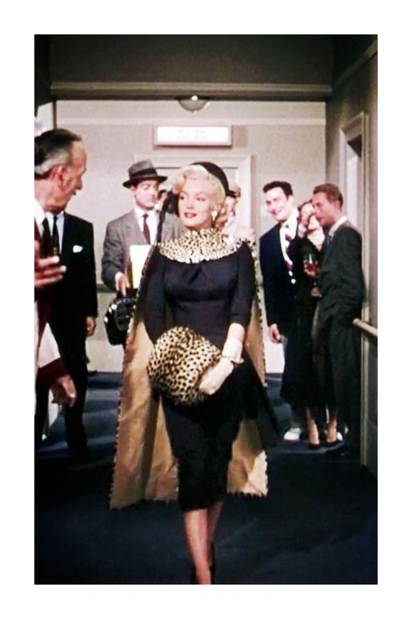 Marilyn Monroe Inspired Black Dress with Leopard Cape and Muff