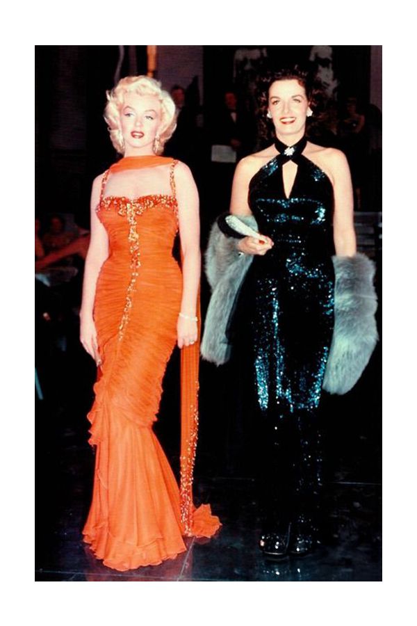 Marilyn Monroe Orange Chiffon Formal Dress in Movie "Gentlemen Prefer Blondes"