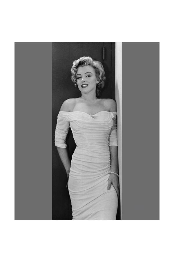 Marilyn Monroe Inspired White Off-the-shoulder Midi Dress Life Magazine Cover 1952