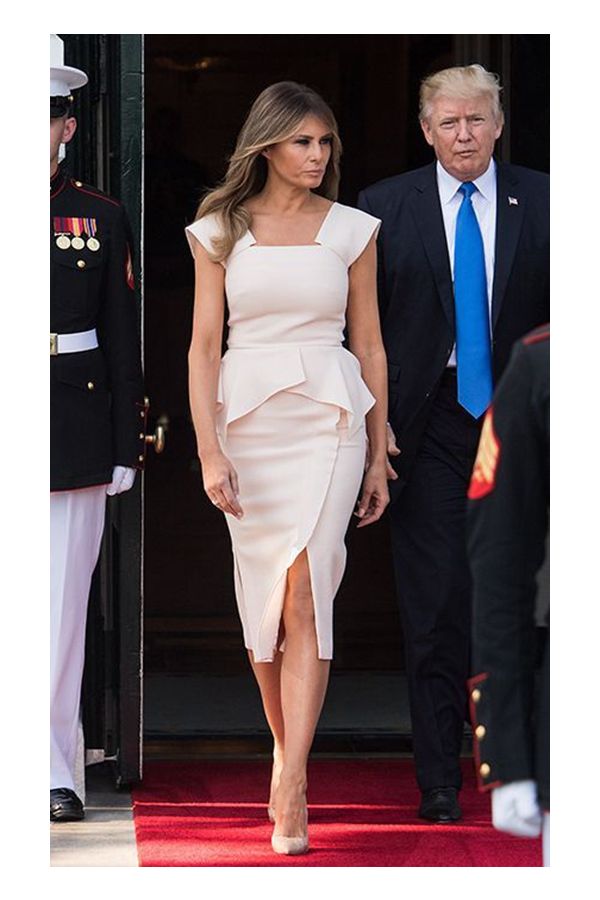 Melania Trump Inspired White Midi Dress