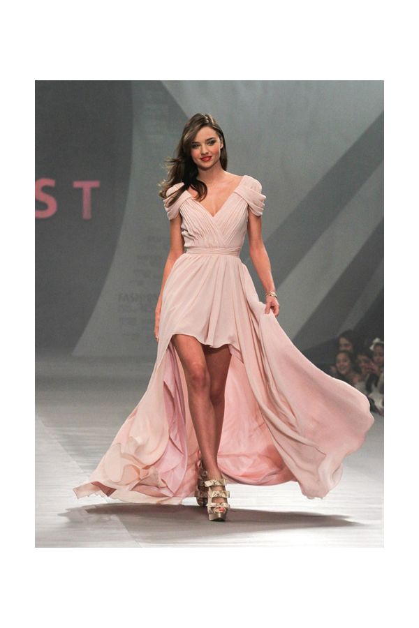 Miranda Kerr Pink High-Low Chiffon Formal Prom Celebrity Dress Liverpool 2011