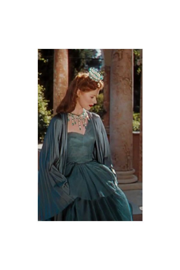 Moira Shearer Blue One-shoulder Formal Dress with Cape in Movie The Red Shoes