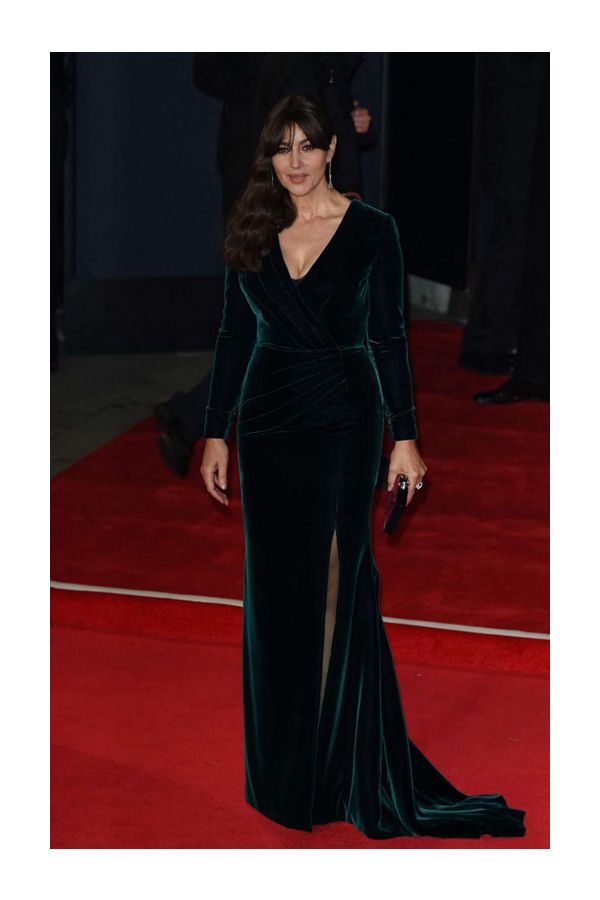 Monica Bellucci Dark Green Velvet Celebrity Dress Spectre Premiere