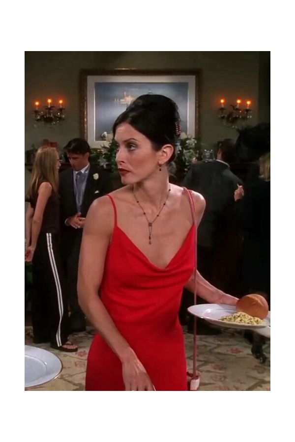 Courteney Cox Monica Geller Red Dress in TV Show "Friends"