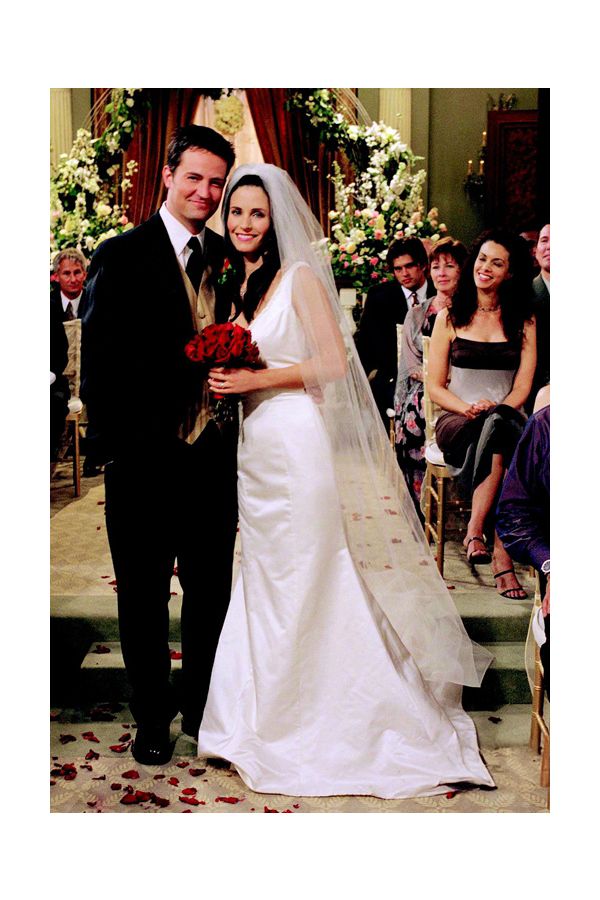 Courteney Cox Monica Geller Wedding Dress in TV Show "Friends"