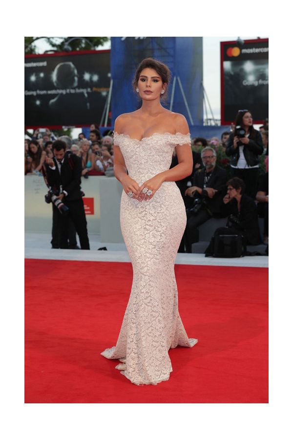 Nima Benati Inspired White Lace Off-the-shoulder Mermaid Dress Venice Film Festival 2017