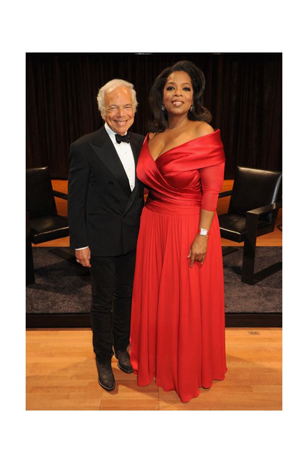 Oprah Winfrey Red Off the Shoulder Celebrity Dress Lincoln Center