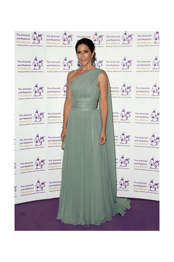 Princess Mary Green One-shoulder Chiffon Formal Dress Charity Dinner