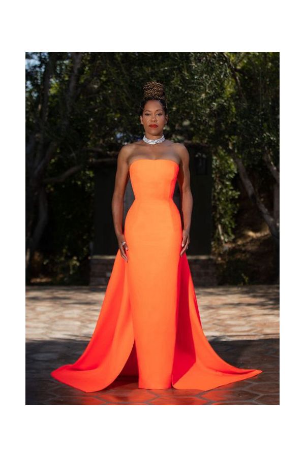 Regina King Inspired Orange Evening Dress Costume Designers Guild Awards 2021