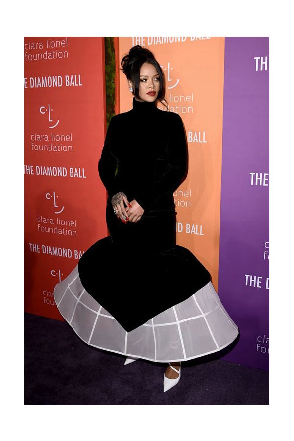 Rihanna Black Velvet Mermaid Gown Long Sleeve Celebrity Formal Dress Clara Lionel Foundation Diamond Ball 2019