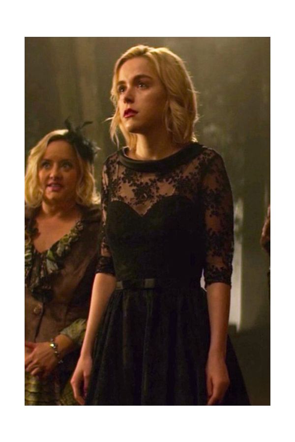 Sabrina Spellman Black Lace Tea-length Formal Prom Dress Chilling Adventures