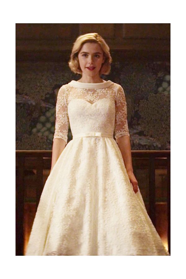 Sabrina White Lace Tea-length Dress Chilling Adventures of Sabrina Costume