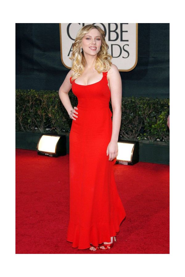 Scarlett Johansson Red Formal Celebrity Dress Golden Globes 2006 Party