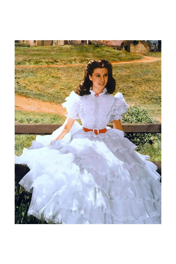 Vivien Leigh Scarlett O'Hara White Ruffled Dress Gone With The Wind Costumes