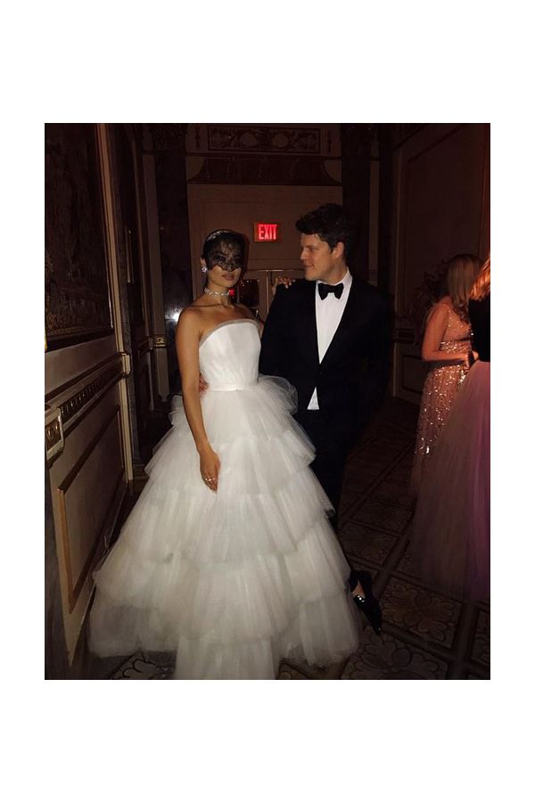 Luminous Layers – Shanina Shaik Venice Gala–Inspired Strapless Tiered Tulle Ball Gown